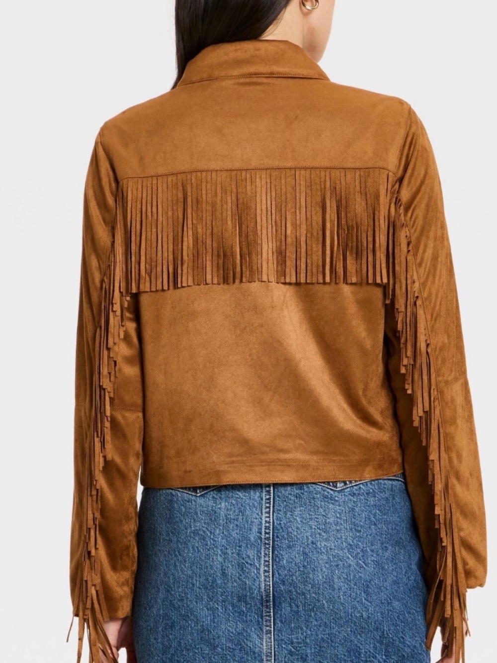 NWT Women's Western Fringe Faux Suede Fashion Jacket - Universal Thread™ Sz S - Picture 2 of 9